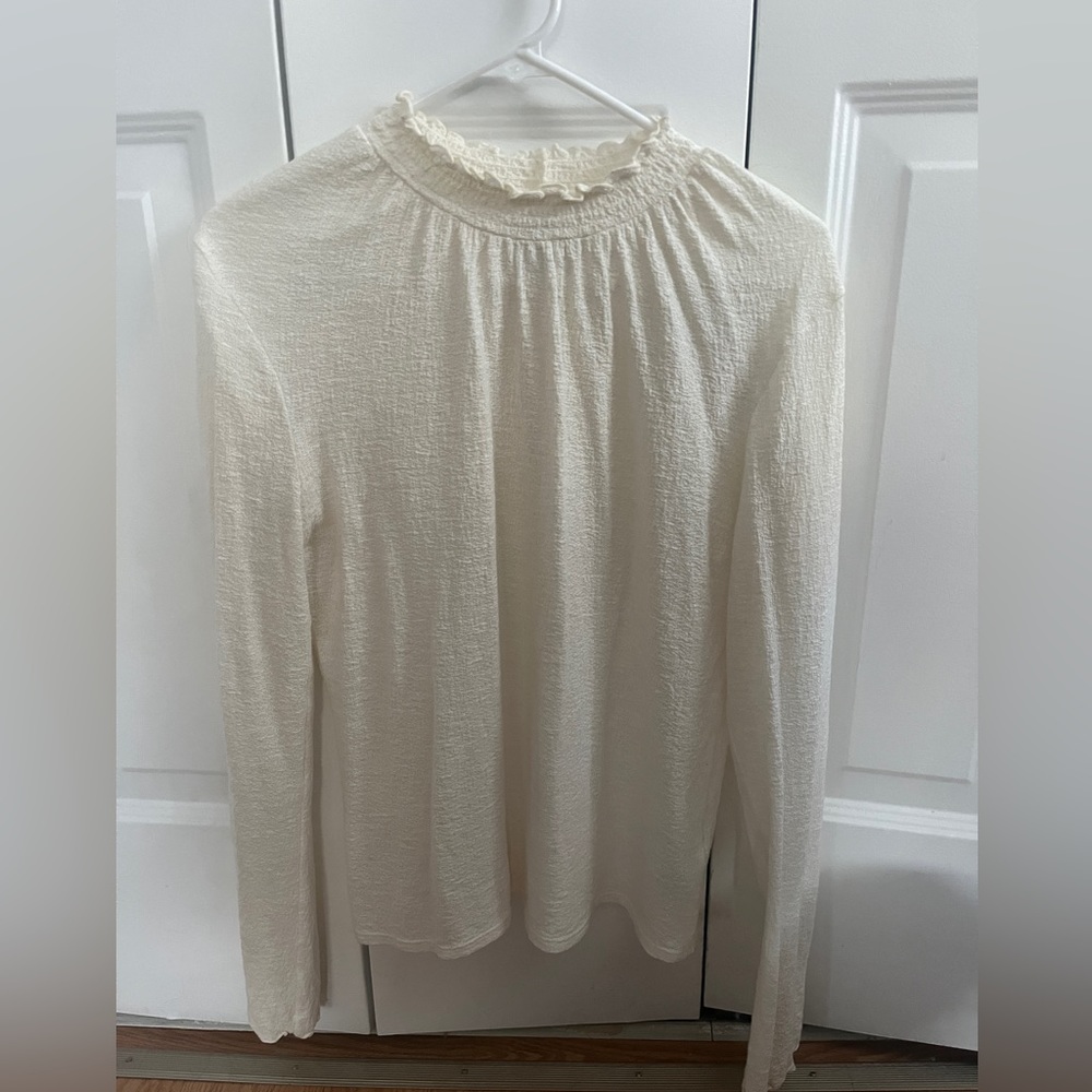 Madewell Texture & Thread Cream Ruffle Collar Mockneck Small